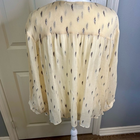 💛🩶”& Other Stories” Sheer Gold Blouse w/Silver Metallic Accents Size XL💛 - Picture 2 of 8